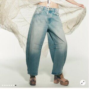 We The Free Good Luck Mid-Rise Barrel Jeans